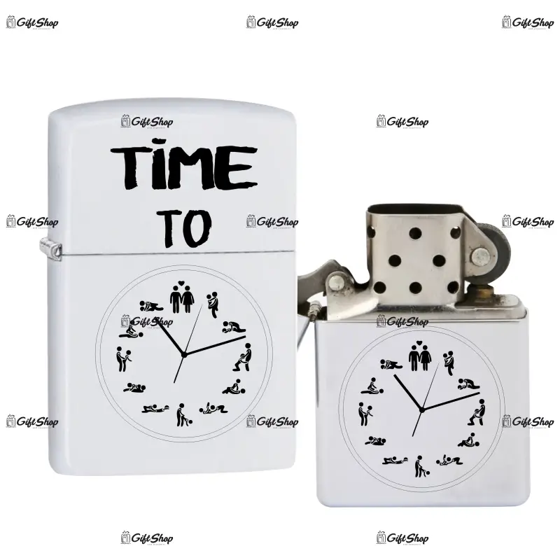 Time to sex, bricheta metalica gravata laser cu mesaj